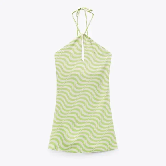 Zara Satin Effect Print Mini Dress - Picture 4 of 10